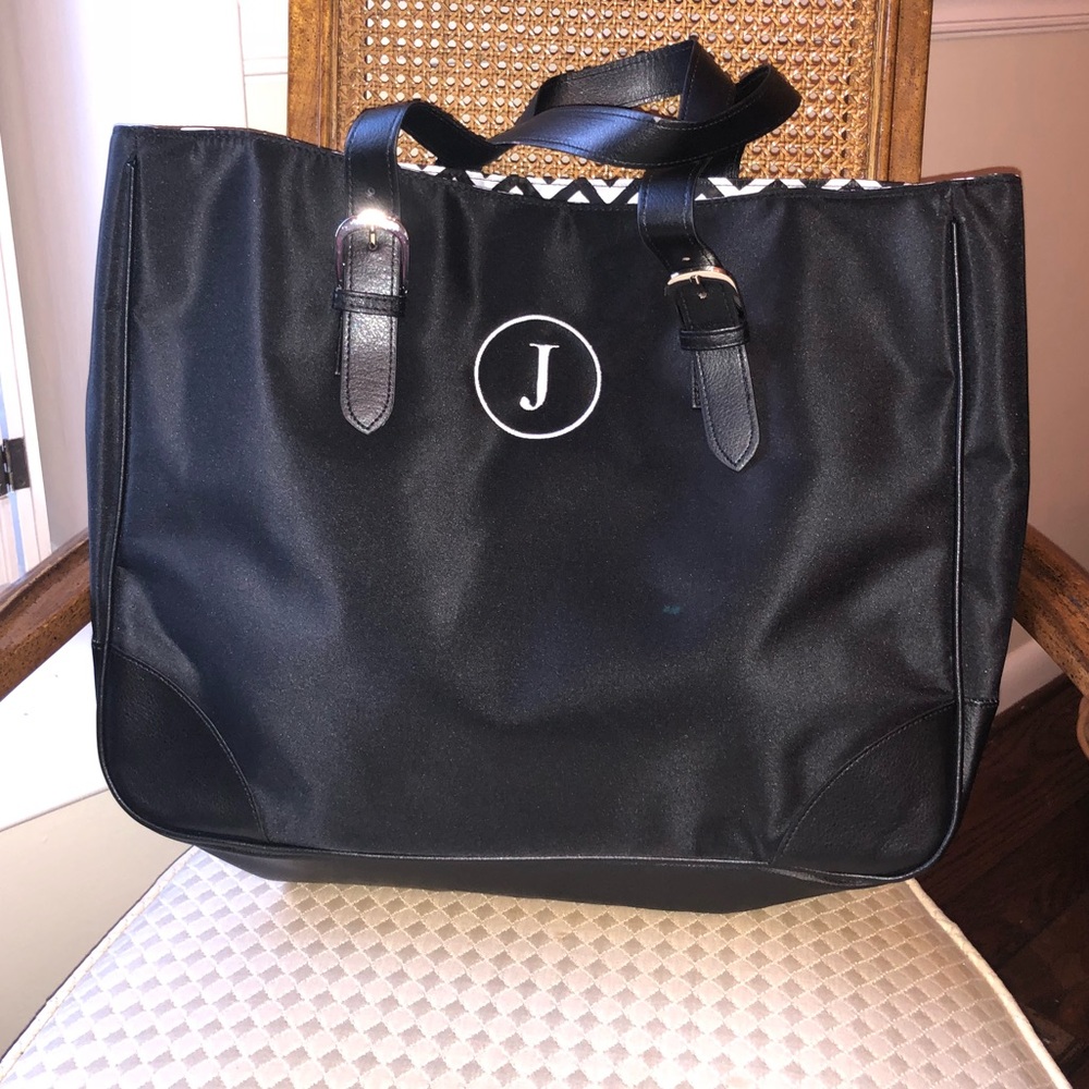 Nylon Black Monogrammed Tote - NWT 👜